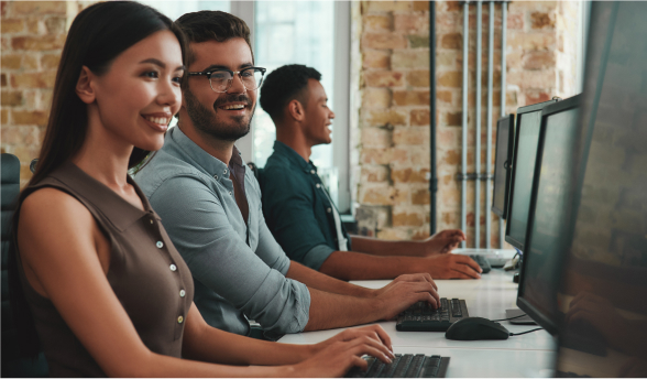 Happy employees at work 