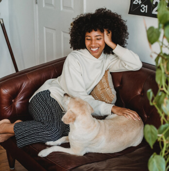 happy women with her dog