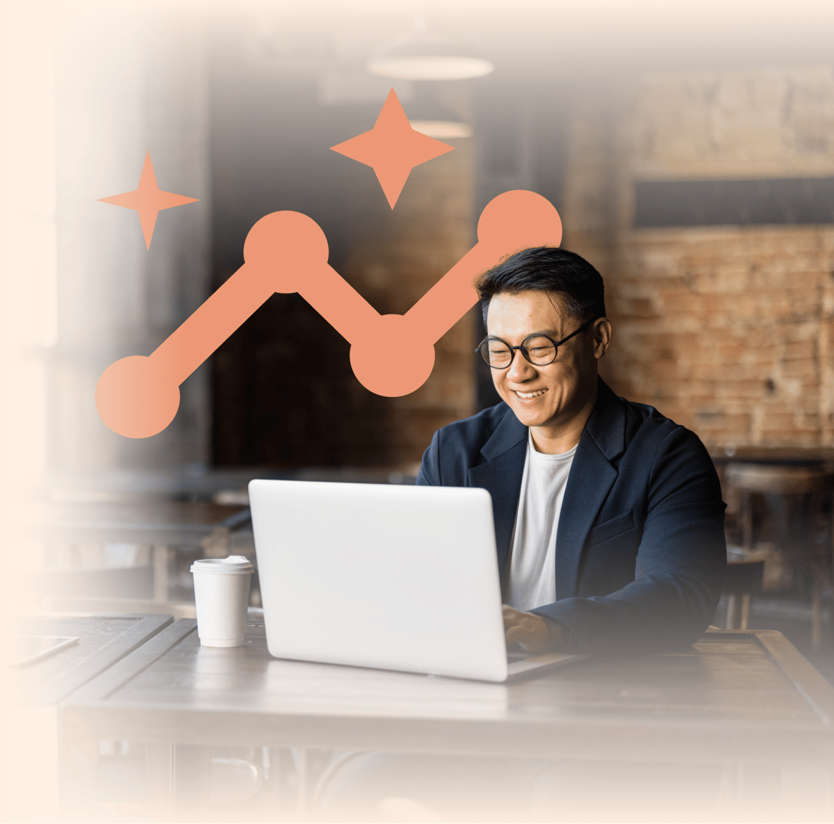 Person smiling at their computer