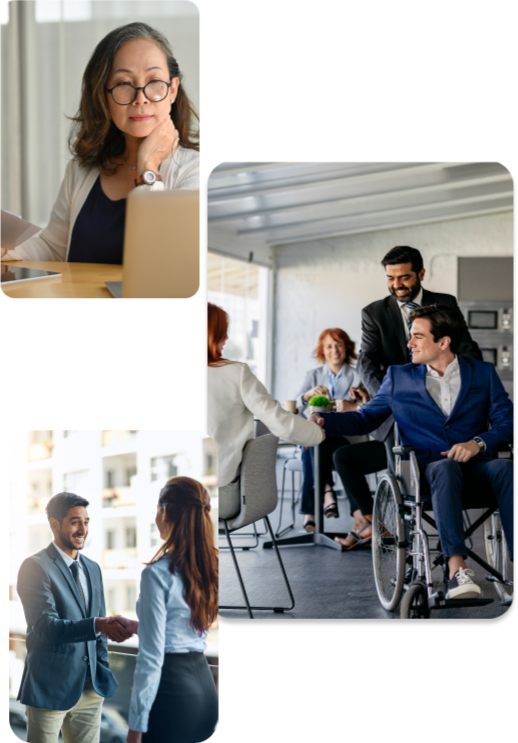 Inclusive workplace with accessible spaces and diverse teams.