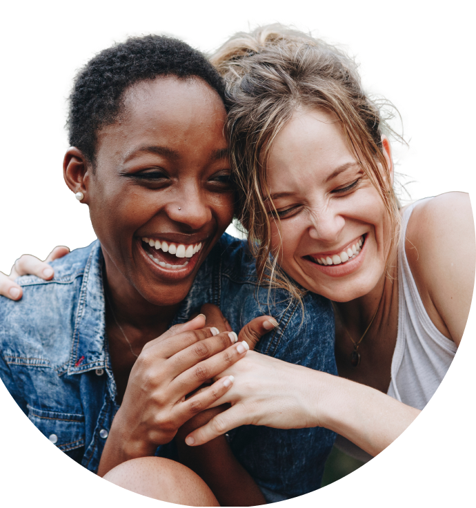 Cheerful friends sharing laughter and happiness