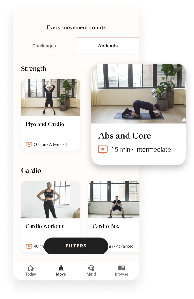 Wellness videos library in the Dialogue app